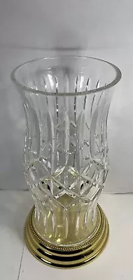 Prescott Brass Base Hurricane Candle Lamp By Waterford Crystal • $350
