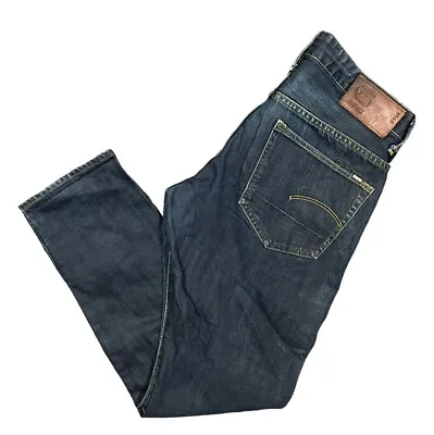G-Star Raw Blue 3301 Slim Tapered Dark Blue Jeans Denim W33 L31 • £26.19