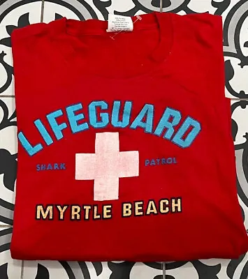 Vintage 80s Lifeguard Myrtle Beach Summer 1980s Tee Tshirt Large • $23.44