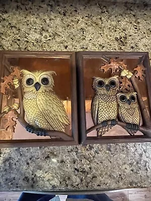 2 Mid Century Coppercraft Guild Owl Wall Plaques On Copper 9.5”x 11 ” Art Decor • $19.99