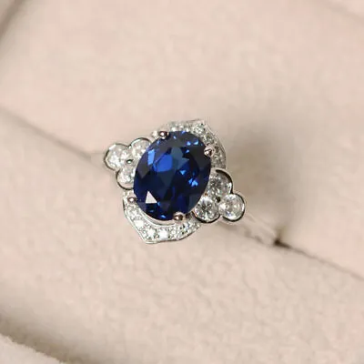 £137.57 • Buy Sapphire Ring,925 Sivler,Wedding Ring,Promise Ring,Anniversary Gift For Women