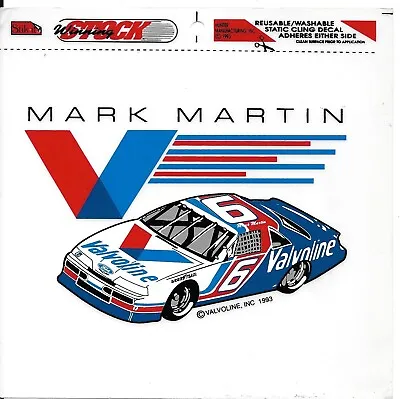 Nascar 1993 Vintage Mark Martin #6 Valvoline Ford Thunderbird Static Cling Decal • $6