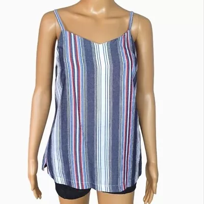 POL Top Blouse Cami Stripped Linen Sze 10/12 Tank Strappy Designer Tunic Style • $33.37