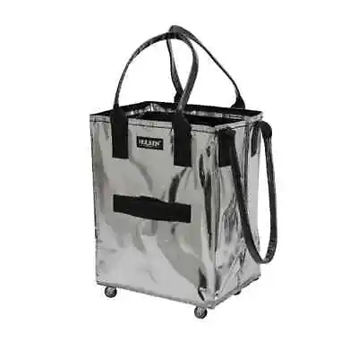 New Hulken Glossy Silver Folding Bag-Trolley Luggage Cart On Wheels SZ Med • $119