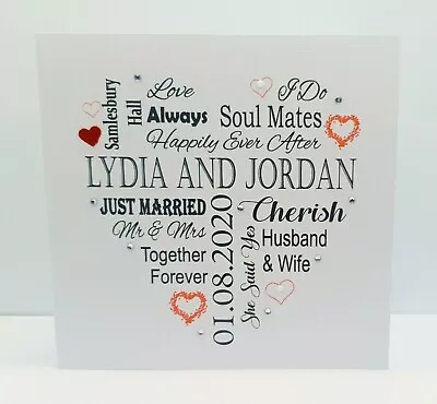 £3.90 • Buy Personalised Handmade Wedding Card Bride Groom Keepsake Word Art 