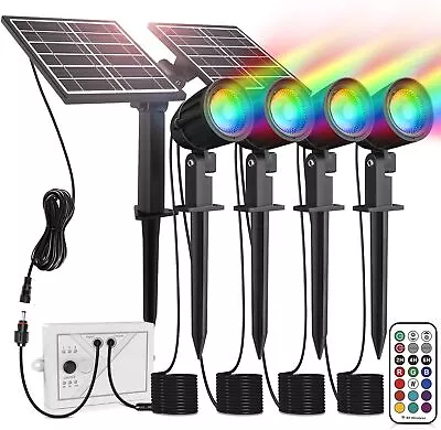 Linke Solar Spot Lights Outdoor Garden 4 In 1 Colour Changing Led Rgb 4 1  • £58.99