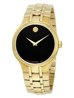 Brand New Movado Black Dial Yellow Gold PVD Men’s Watch 0607227 • $599