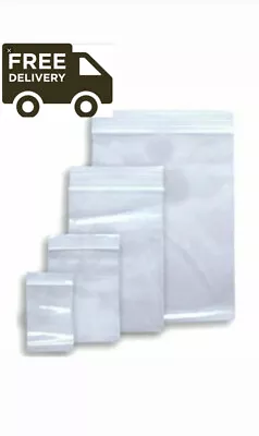 Grip Seal Bags Clear Poly Plastic Resealable Zip Lock Baggies Small Large Medium • £0.99