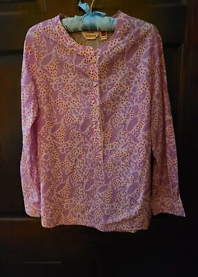 Persifor Women Pink Lavender &red Design Long Sleeve Shirt M-Mandarin Collar • $34.99