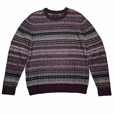Abercrombie & Fitch Mens Merino Wool Fair Isle Knit Sweater Size L Purple • $44.95