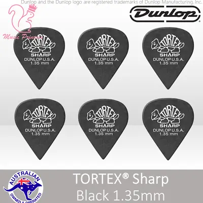 $13.79 • Buy 🔥🎸 6x Genuine Jim Dunlop Tortex Sharp BLACK ⚫ 1.35mm Guitar Picks Plectrum