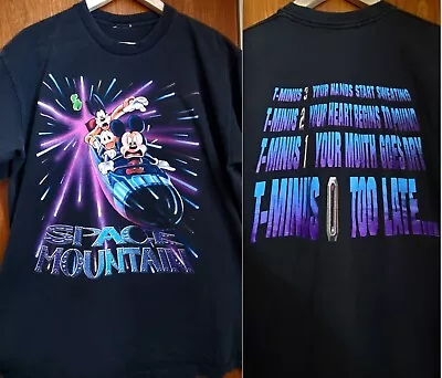Vintage Space Mountain Walt Disney World T-Shirt Adult XL Black 90s Double Side! • $275