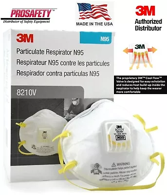 3M 8210V N95 Particulate Respirator Exhalation Valve 10 BX Respirator Protection • $19.95