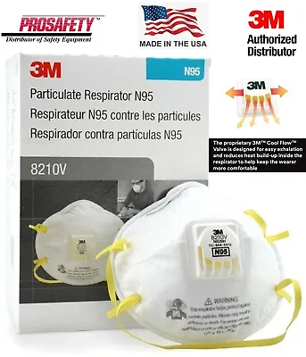 3M 8210V N95 Particulate Respirator Protection Masks W/ Exhalation Valve 10 BX • $19.95