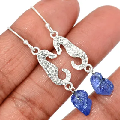 Sea Horse - Natural Tanzanite Crystal - Tanzania 925 Silver Earrings CE20675 • $10.99