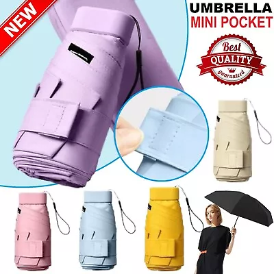 Mini Pocket Umbrella Anti-UV Sun/Rain Windproof 6 Folding Ultra Light Umbrella • $19.49