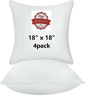£8.35 • Buy Cushion Inserts Inners Pad 18 X18  NON-ALLERGENIC Fillers Scatters Pillows 4PACK