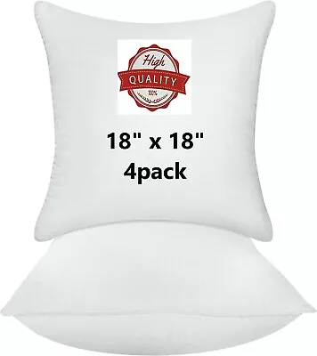 £8.35 • Buy Cushion Inserts Inners Pad 18 X18  NON-ALLERGENIC Fillers Scatters Pillows 4PACK