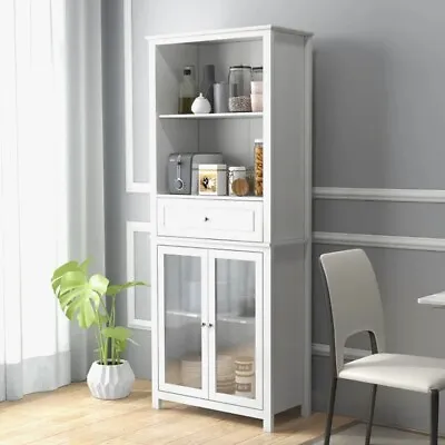 Tall Kitchen Storage Cupboard Cabinet Pantry Larder Unit 2 Adjustable Shelves • £132.80
