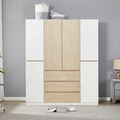 Freestanding Wooden Armoire Wardrobe Closet 4 Door 74  W/ Drawers & Hanging Rail • $529.99