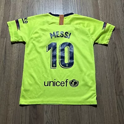 Barcelona Messi 10 Away Football Shirt 2018/19 Children’s Youth SZ MEDIUM NEON • $34.99