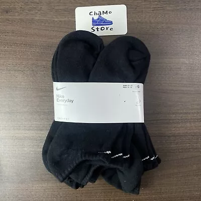 Nike Socks Everyday Cushioned No Show 6 Pairs Black Men Sz 8-12 Woman 10-13 Sz L • $16.95