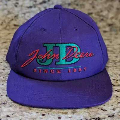 Vintage Purple John Deere JD Snapback Flat Bill Hat • $24