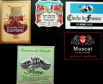Vintage Lot Of New Unsed Five Wine Labels For Framing - A12-35 • $13
