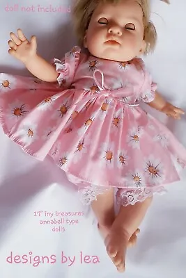 DOLL CLOTHES TINY TREASURES BABY ANNABELL TYPE 17  43cm DRESS PANTS PINK FLORAL  • £7.50