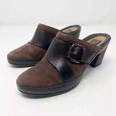 Clarks Brown Suede Leather Mules Size 6.5 • $18