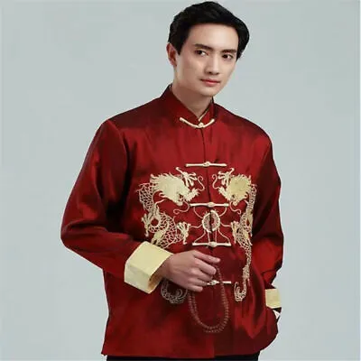 Traditional Chinese Clothes Men Tang Suit Top Embroidery Dragon Jacket Coat • $39.12