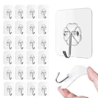 £0.99 • Buy Self Adhesive Hooks Wall Door Plastic Strong Sticky Sucker Holder Removable UK 