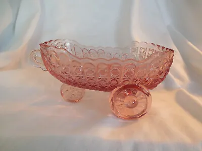 L.G.Wright Pink Glass Baby Carriage Bowl Three Wheels • $34.20