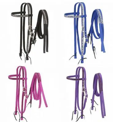 Tough-1 Horse Size Nylon Bridle And Reins W Zebra Metallic Overlay Horse Tack • $19.95