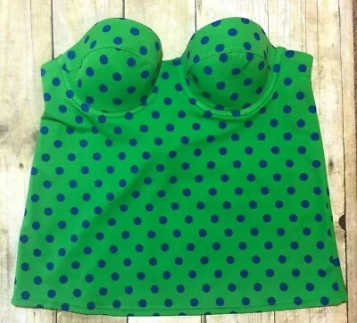 NWT J. CREW DOT UNDERWIRE SWING TOP 06615 Swim Suit TANKINI TANK GREEN BLUE 0 • $19.99