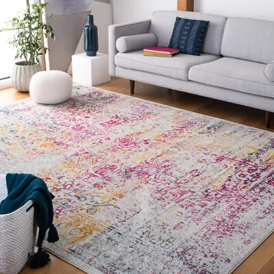 SAFAVIEH Evoke Collection EVK256Q Ivory / Fuchsia Rug • $115.99