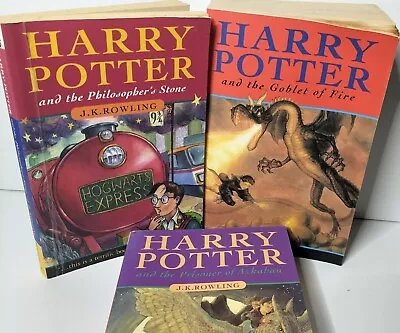 Lot Of 3 Harry Potter Paperbacks J.K. Rowling Goblet Of Fire Philosopher's Stone • $19.95