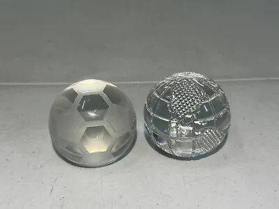 Waterford Crystal Earth Globe World & Crystal Football/Soccer Ball Paperweight • $34.99