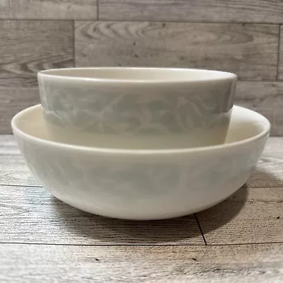 HAENG NAM SA Snow Bone China Bowls Small 3x4.25” Large 2x5.5” Seafoam Green Trim • $3.44