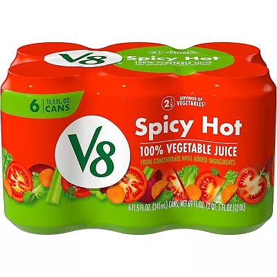 (6 Pack) V8 Spicy Hot 100% Vegetable Juice With Vitamins 11.5 Fl Oz • $10.99