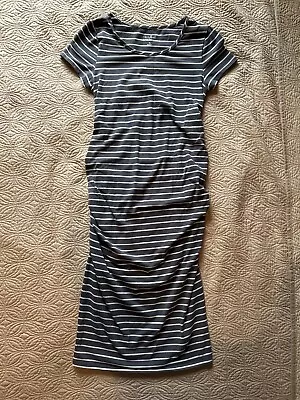Isabel Maternity Blue/white  Striped Short Sleeve T-Shirt Maternity Dress XS • $8