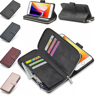 £10.95 • Buy For IPhone 14 13 Pro Max 11 12 XR 7 8 SE Leather Flip Zip Card Wallet Case Cover