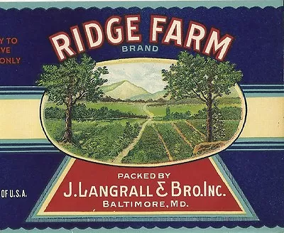 Vintage 1920's Ridge Farm June Peas Unused Can Label  Baltimore Maryland • $2.89