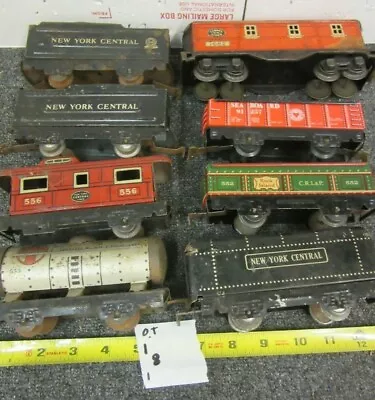 Lot Of 8 O Scale Lionel Marx Etc Tin Train Cars Tinder Tanker Caboose Flat Cars • $64.99