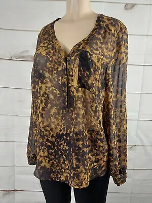 Merona Semi Sheer Animal Print Shirt Blouse Modern  Casual Womens Size Large • $7.50