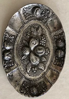 Vintage 800 Silver Repousse Fruits Key Tray Dish • $100