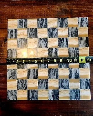 Chess Board Marble Stone 14in Checkerboard Borderless White And Brown Tan • $45