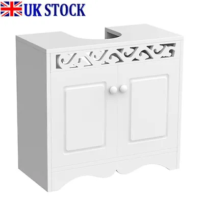 White Bathroom Under Sink Cabinet Basin Storage Cupboard Vanity Unit Furniture • £32.40