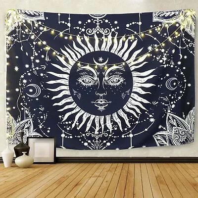 BLEUM CADE Psychedelic Moon & Sun Wall Hanging Celestial Tapestry 92 X70  • $16.19