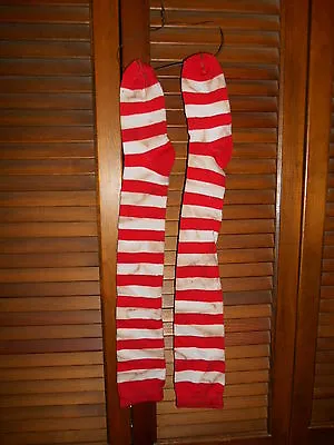 $13.99 • Buy Grungy Primitive Socks Stockings - Red & White Stripe, Valentine,Santa,Christmas